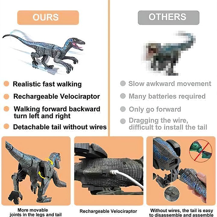 🔥Hot Bee Remote Control Dinosaur Toys, Walking Robot Dinosaur w/ Roaring Sounds