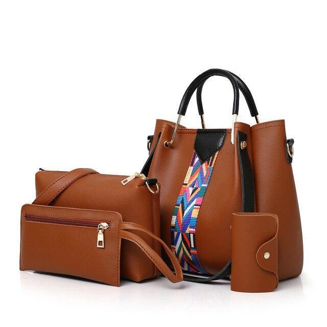 Women  Luxury Set Bags 4 Pcs / One Shoulder Cross-Body Handbag